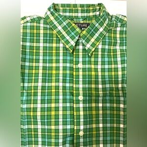 Structure Green and Yellow Casual Button Down Shirt